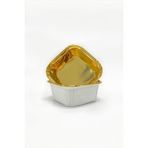 Muffin Kek Kapsülü Kare Beyaz-altın 25li Diğer