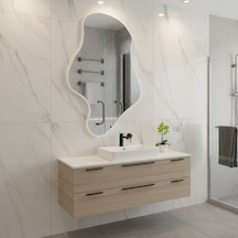 50x85 Cm Dalgalı Beyaz Çerçeveli Asimetrik Ayna Banyo Ve Dekor İçin Irregular Organik Form Duvar Aynası Beyaz
