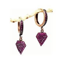 Pembe Zirkon Taşlı Gümüş Bayan Küpe N11.75697