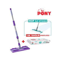 Pony Duvar Cam Kıskaçlı Klipsli Mandallı Mop + Smarter Yer Temizlik Havlusu 30'lu
