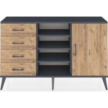 Arges Konsol 4 Raflı 4 Çekmeceli Tek Kapaklı 132x30x83 Antrasit-çam/çam Çam/çam
