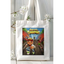 Art Hediye Subwaysurfers Oyun Baskılı Omuz Çanta Kişiye Özel Model 4 Çok Renkli