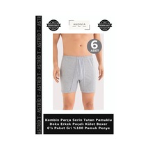 Astrid T Kombin Parça Serin Tutan Pamuklu Doku Erkek Paçalı Külot Boxer 6'lı Paket Gri %100 Pamuk Penye