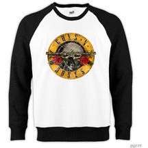 Guns N Roses Damaged Reglan Kol Beyaz Erkek Sweatshirt
