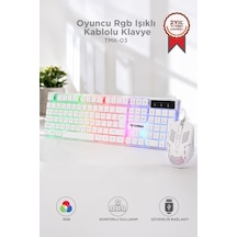 Oyuncu Rgb Işıklı Kablolu Q Klavye Ve Mouse Seti Tmk03 Beyaz Giriş Aygıtı Renkli Ekipman