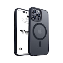 İphone 13 Pro İçin Kılıf Kamera Korumalı Magsafe İle Uyumlu Kablosuz Şarj Özellikli Mat Şeffaf Renkli Telefon Kılıfı Siyah