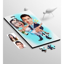 Kişiye Özel Evleniyoruz Karikatür 104 Parça Ahşap Puzzle - 4