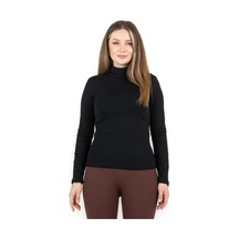Sortie Collection Yarım Balıkçı Uzun Kol Likralı Basic Penye Bluz Siyah
