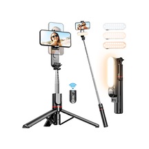 Çıkarılabilir Dolgu Işıklı Sabit Selfie Çubuğu Tripod, İphone, Samsung, Huawei, Sony Ve Diğer Akıllı Telefonlar İçin Kablosuz Uzaktan Kumandalı 360 Dönebilen Genişletilebilir Cep Telefonu Tripodu