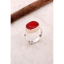 Mercan Taşlı Elişi Trend Tasarım Gümüş Yüzük 3052 Gümüş