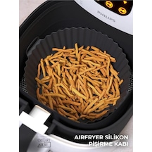 Airfryer Silikon Pişirme Kabı 20x5 Cm Bpa Içermez Tüm Airfryer'lere Uyumlu Pişirme Kağıdı Siyah