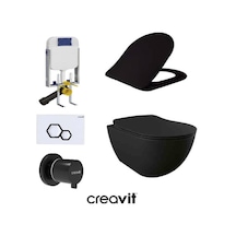 Creavit Gr5001- Fe322 5 Parça Siyah Mat Asma Klozet Gömme Rezervu