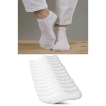 Ozzy Socks 12 Çift Kadın Beyaz Pamuklu Patik Çorap Ekonomik Fiyatlı Günlük Kullanım Seti beyaz