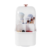 Mufunye Kozmetik Saklama Kutusu, Dönebilen, Toz Geçirmez Ve Büyük Kapasiteli, Kare - Beyaz