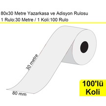 80x30 Metre Yazarkasa Ve Adisyon Rulosu 100'lü Koli / En:80 Mm Boy:30 Metre