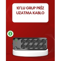 Ceylan Adam Usb Type-c Destekli 10 Lu Grup Priz Termal Korumalı 2m Kablo 2500w Standart