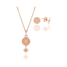 Gümüş Rose Zirkon Taşlı Kuzey Yıldızı Kolye Ve Küpe İkili Set Gümüş Rose Zirkon Taşlı Kuzey Yıldızı Kolye Ve Küpe İkili Set