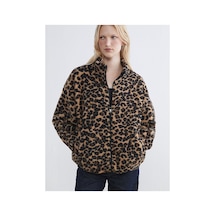 LC Waikiki Alıta Cıty Farkıyla Lcw Everyday Bej Pelüş Leopar Kısa Kadın Hırka Bej - 931519030 Bej