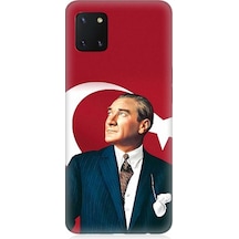 Samsung Galaxy Note 10 Lite Uyumlu Mustafa Kemal Atatürk Ve Bayrak Desenli Silikon Kılıf