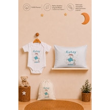 Pia Baby İsme Özel Yenidoğan Erkek Bebek Hediye Seti Organik Baskılı Pamuk Body Yastık Kılıfı Ve Ham Bez Kıyafet Kesesi 2069byk9x Ekru