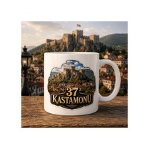 Kastamonu Temalı Kupa Bardak Kültürel Motifler Desen 8 Beyaz Beyaz