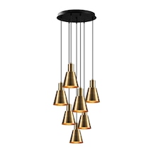 Trend Özel Tasarım Salon - Mutfak - Cafe Modern Retro 7 Li Eskitme Sarkıt Avize Diğer