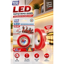 Led Yapıştırma Bandı 6 Metre 10 Mm Şeffaf Çift Taraflı Güçlü Led Şerit Sabitleme Bandı