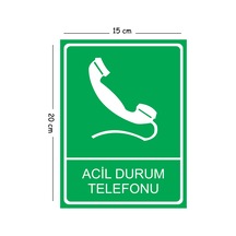 Metal Acil Durum Telefonu 15x20 Cm Uyarı İş Güvenliği Levhası