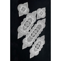 5 Parça Salon Takımı Fransız Dantelli Salon Takımı Krem Beyaz Çok Renkli