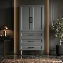 Avignon Çok Amaçlı Dolap 60 Cm 2 Kapak 3 Çekmece Soft Antrasit - Çok Amaçlı Kiler Dolabı Gri