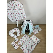 %100 Pamuk 12 Parça Çift Taraflı Muslin Set Pembe Ayı