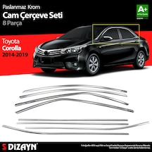S-dizayn Toyota Corolla Krom Cam Çerçevesi 8 Prç. 2013-2018 A+ Kalite