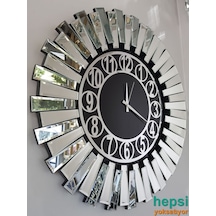 Güneş Silver Circle Black Gümüş Siyah 85 Cm Aynalı Duvar Saati