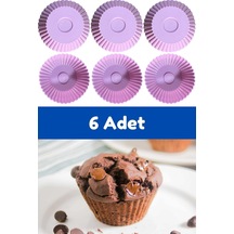 Pembe 6'lı Silikon Mini Browni Kalıbı - Muffin Kalıbı 6 Adet Cupcake Kek Kalıbı Silikon Pembe Diğer