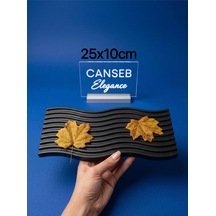 25x10 Cm Siyah Dalgalı Tepsi Dekoratif Sunumluk Tabak