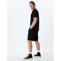 Koton Chino Şort Bermuda Kargo Cep Detaylı Beli Bağcıklı Pamuklu Siyah 4sam40065hw Siyah