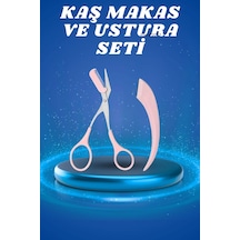 Profesyonel Taraklı Kaş Usturası Ve Kaş Makası Bıyık Alma Kaş Usturası Mavi