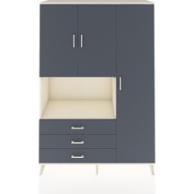 Hyperion Dolap 7 Raflı 3 Çekmeceli 3 Kapaklı 132x44x195 Aytaşı-antrasit/antrasit Antrasıt/antrasıt