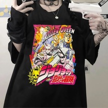 Noıssey Kırmızı Etiket Galashop Jojo Tuhaf Macera Kira Yoshikiller Katil Kraliçe Grafik T Shirt 17756 Siyah