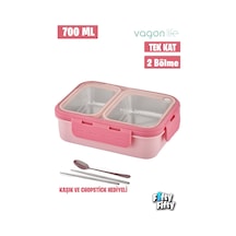 Vagonlife Lunch Box 700 Ml Tek Kat İki Bölmeli Metal Kaşıklı fflbox7096