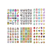 İlkokul Sticker Seti 180 Adet 6'lı Paket - Alfabe Hayvan Meyve Okul Eşyaları Defter Etiketi Çok Renkli