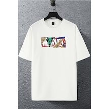 Unisex Kadın Erkek Marvel Avengers Logo Karakter Baskılı Oversize T-shirt Beyaz Mck2070 Beyaz