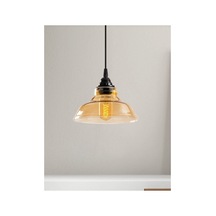 Retro Rustik Vintage Tekli Bal Camlı Sarkıt Avize En 20 Cm Siyah