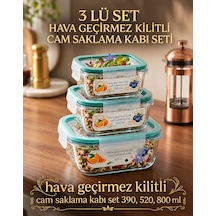 Çemi 3'lü Kilitli Kare Cam Saklama Kabı Seti Hava Geçirmez Saklama Kabı Diğer