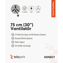 Xonect Profesyonel Sanayi Tipi Vantilatör 75 Cm 30 İnç Yüksek Performanslı Soğutma Xdf30