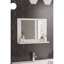 Tr Beyaz Raflı Banyo Aynası Dresuar Salon Aynası,beyaz 60x45 Genel