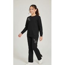 Kız Çocuk Eşofman Takımı 2 Li Alt Üst Siyah