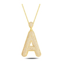 Brezza Lusso Jewelry 18k Serie Oro A Harfi Kadın Gümüş Kolye 50 CM 50 CM
