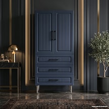 Nantucket Çok Amaçlı Dolap 60 Cm 2 Kapak 3 Çekmece Soft Lacivert - Çok Amaçlı Erzak Dolabı Beyaz