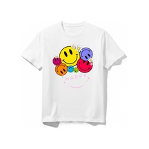 Urbantrendstore Happy Sevimli Tatlı Yaz Tatil İçin Unisex Kız Çocuk Bisiklet Yuvarlak Yaka Basic Kısa Kollu %100 Pamuk Tişört Beyaz